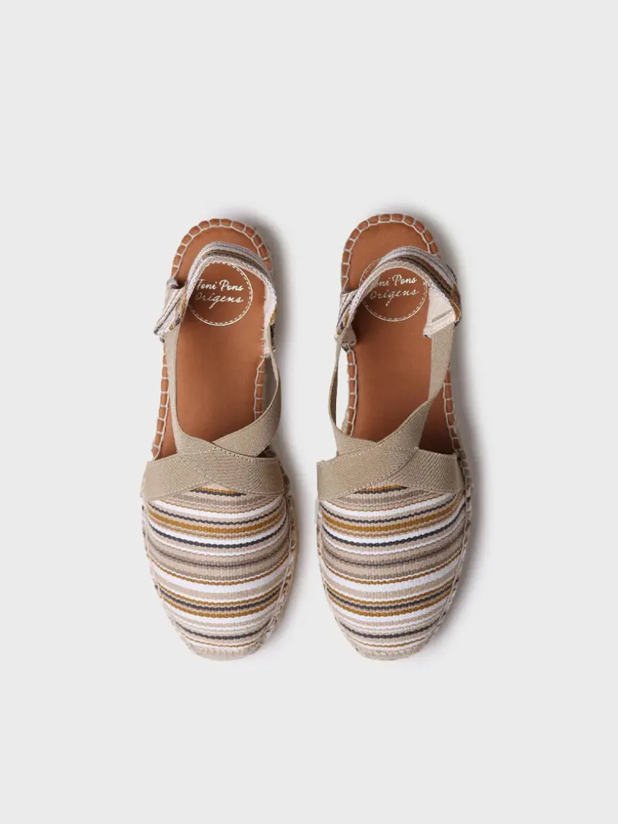 VINAROS - Vegan women's espadrille in striped cotton with wedge