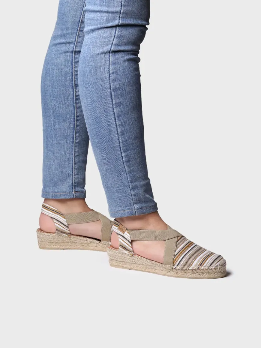 VINAROS - Vegan women's espadrille in striped cotton with wedge