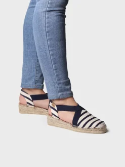 VINAROS - Vegan women's espadrille in striped cotton with wedge