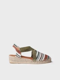 VINAROS - Vegan women's espadrille in striped cotton with wedge
