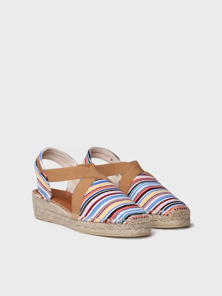 VINAROS - Vegan women's espadrille in striped cotton with wedge