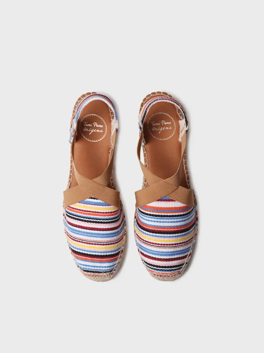 VINAROS - Vegan women's espadrille in striped cotton with wedge