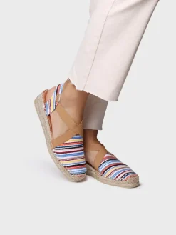 VINAROS - Vegan women's espadrille in striped cotton with wedge